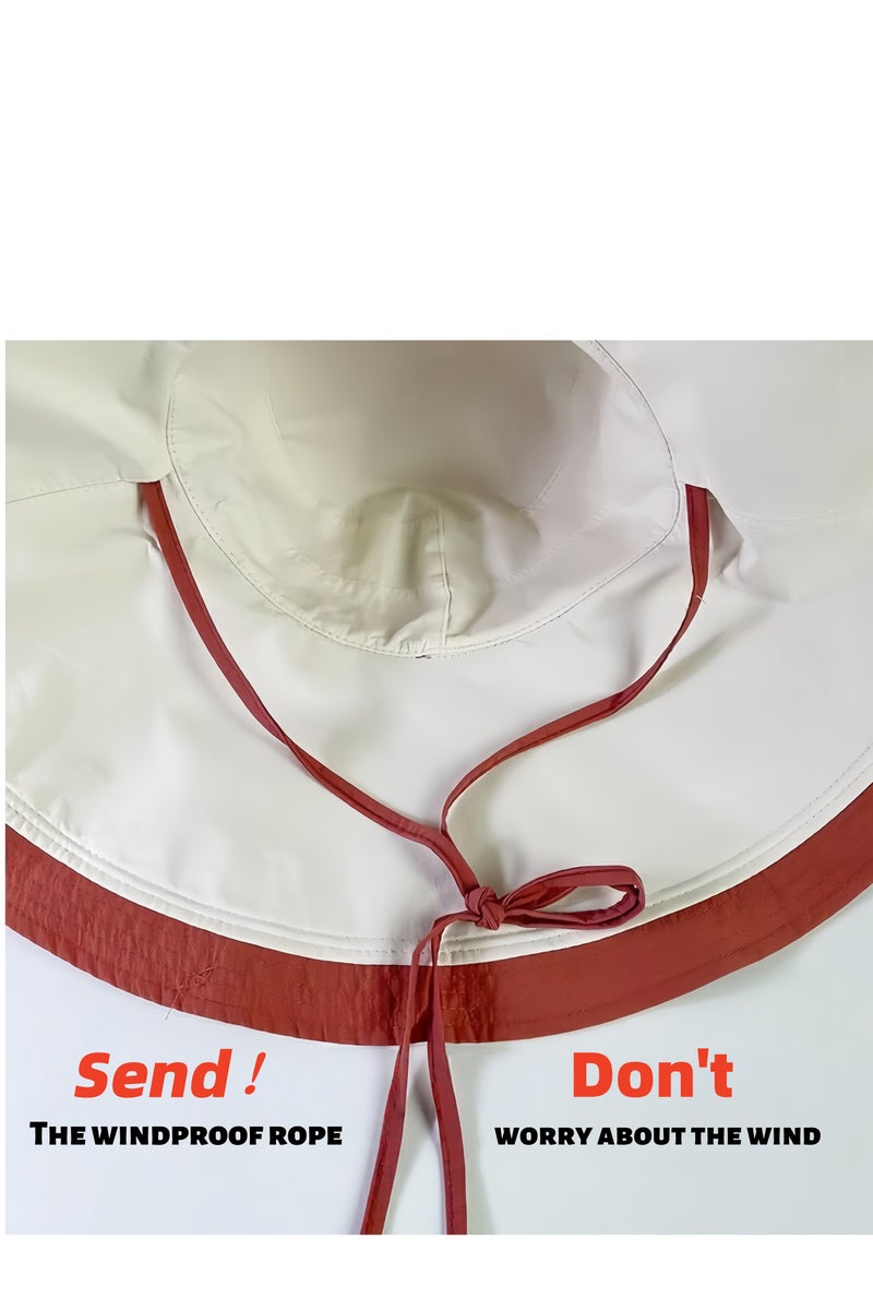 لويال قبعة صيفية جديدة للسيدات لقضاء إجازة على شاطئ البحر مع قبعة شمس بحافة كبيرة، قبعة شمس بحافة كبيرة مقاومة للرياح على الوجهين - Image 5