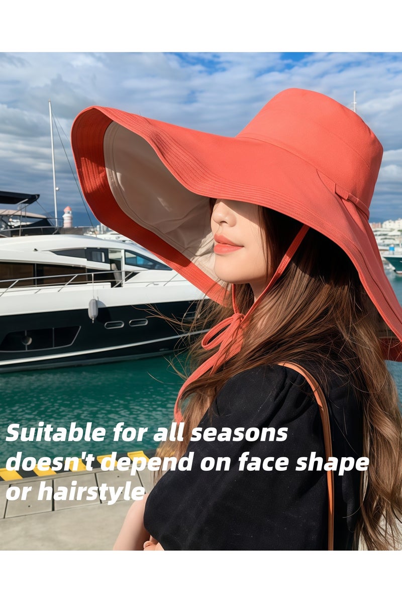 لويال قبعة صيفية جديدة للسيدات لقضاء إجازة على شاطئ البحر مع قبعة شمس بحافة كبيرة، قبعة شمس بحافة كبيرة مقاومة للرياح على الوجهين - Image 2