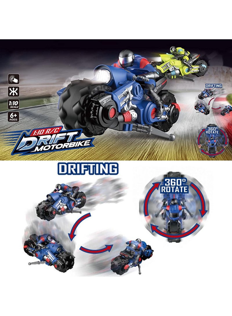 general 2.4Ghz RC Stunt Drift Bike Racing - 1/10 R/C High Speed Whirlwind Motorcycle & Riding Figure with 360 Spinner Wheel Action - Image 3