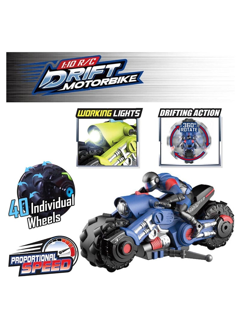 general 2.4Ghz RC Stunt Drift Bike Racing - 1/10 R/C High Speed Whirlwind Motorcycle & Riding Figure with 360 Spinner Wheel Action - Image 2