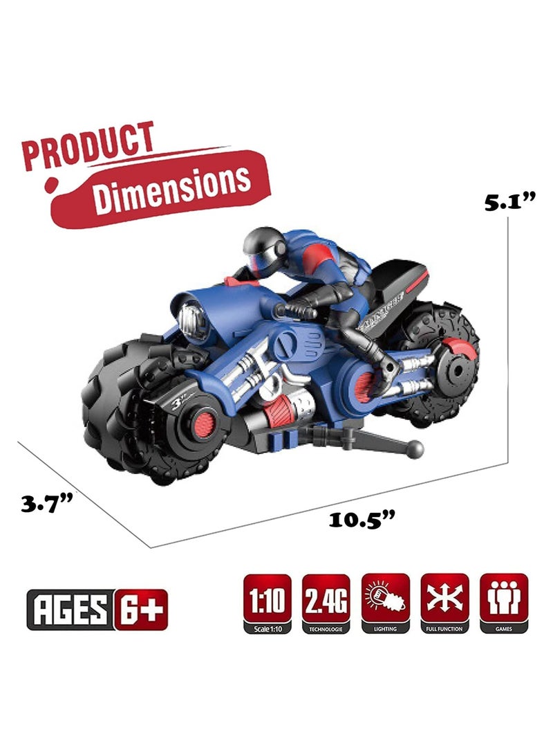 general 2.4Ghz RC Stunt Drift Bike Racing - 1/10 R/C High Speed Whirlwind Motorcycle & Riding Figure with 360 Spinner Wheel Action - Image 5