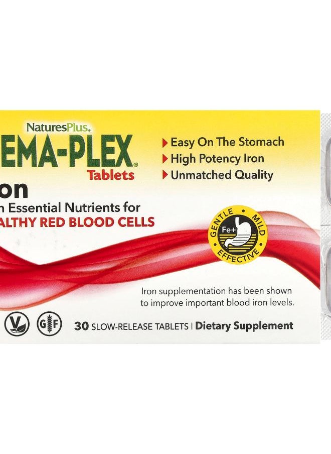 NaturesPlus Hema-Plex Iron 30 Slow-Release Tablets 