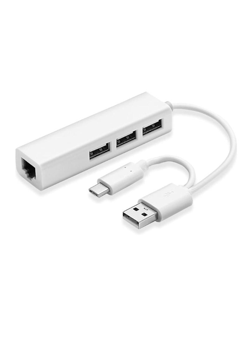 ProOne ProOne USB 3.0 Hub Ethernet Adapter, 3 Port USB 3.0, Gigabit Network Converter, RJ45 Lan Ethernet Adaptor, Compatible with MacBook Pro/Air, iMac Pro, Surface Pro, Chromebook, Switch Console  - Image 1