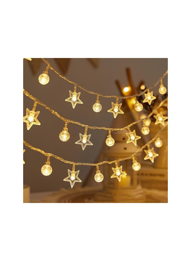 The Bros 80 LED Star Globe String Lights 32 FT Decorative Light,Battery/USB Operated String Lights,Warm White Waterproof for Indoor Outdoor, Yard, Wedding Party, Bedroom, Wall Decor,Ramadan - Image 2