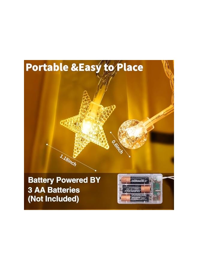 The Bros 80 LED Star Globe String Lights 32 FT Decorative Light,Battery/USB Operated String Lights,Warm White Waterproof for Indoor Outdoor, Yard, Wedding Party, Bedroom, Wall Decor,Ramadan - Image 3