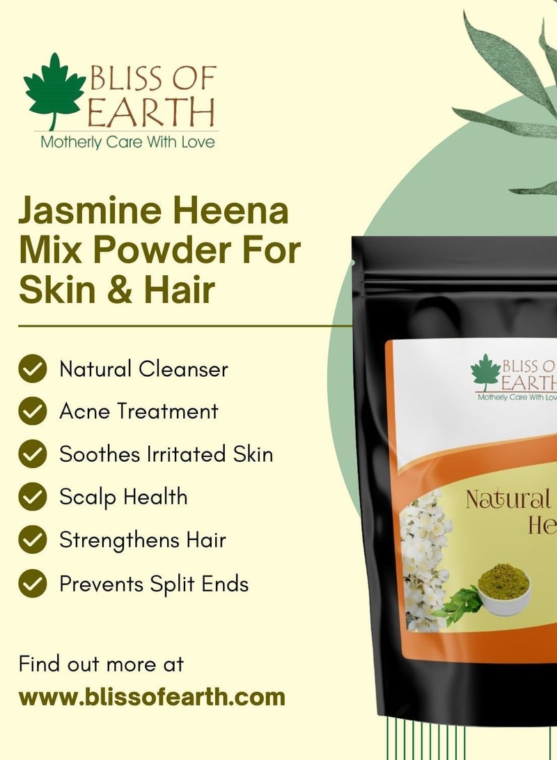 BLISS OF EARTH Herbal Henna for Hair: Rose & Jasmine & Basil Set Blended with Herbs Amla, Neem, Babul Gum, & Essential Oils for Long Lasting Hair Color, Hair Nourishment & Health – Pack of 3 x 100g - Image 3