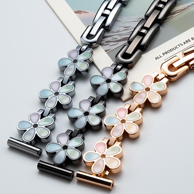 سوار ساعة شاومي سمارت باند 10 / 9 / 8 من المعدن بتصميم بتلات الشمس (أسود) - Image 5