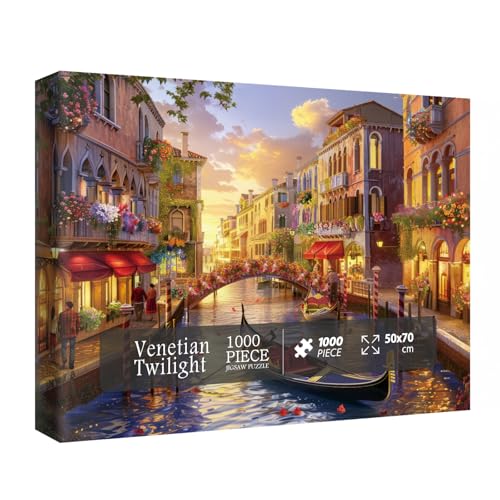 BBOLDIN Italy Venice Landscape Puzzles for Adults 1000 Pieces Colorful Europe City Scenic Jigsaw Puzzles Art Travel Pretty Sunset Puzzles - Image 1