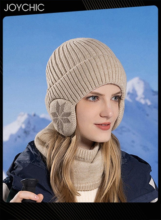 Joychic طقم قبعة وشال دافئ مقاوم للرياح لفصل الخريف والشتاء - Image 1