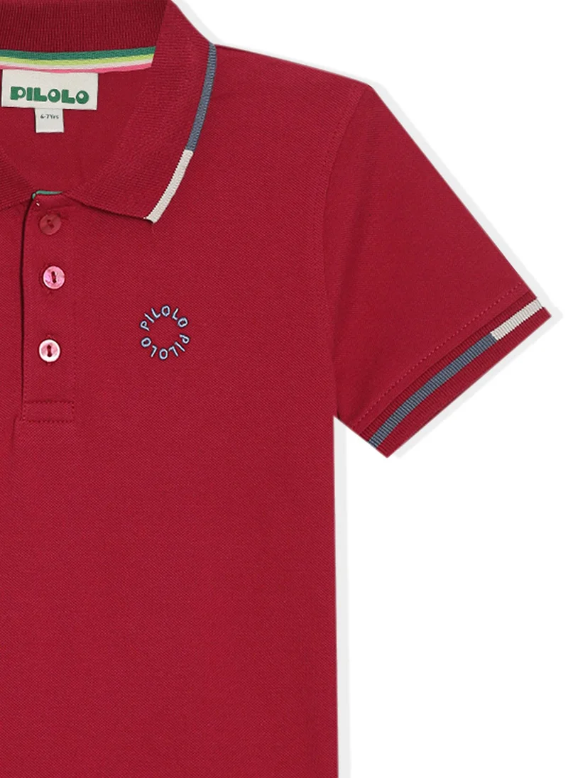 Pilolo Classic Unisex Knit Cotton Polo Red