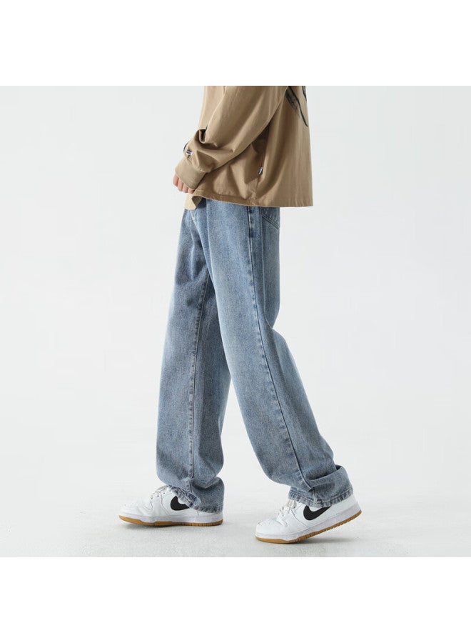 Foss Phil Men's Loose Wide Leg Straight Jeans Autumn And Winter All-match Sports Casual Pants 505 Medium Blue 3XL - Image 5