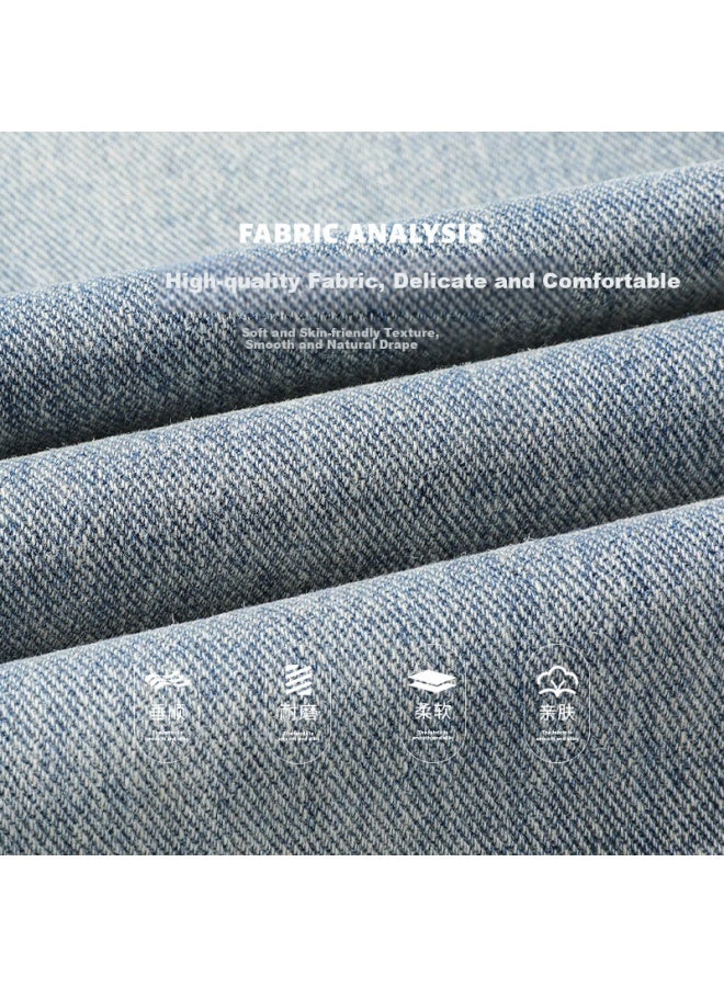 Foss Phil Men's Loose Wide Leg Straight Jeans Autumn And Winter All-match Sports Casual Pants 505 Medium Blue 3XL - Image 3
