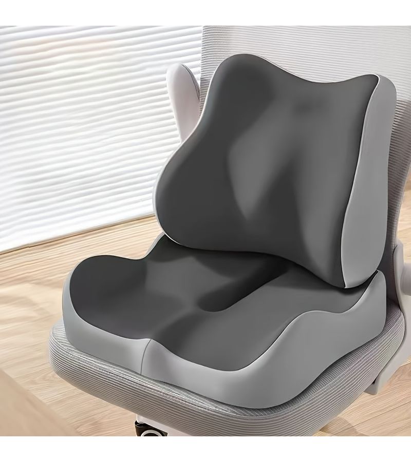 وسادة مقعد سوداء ergonomic ومجموعة دعم أسفل الظهر لكرسي المكتب والسيارة والمكتب - Image 4
