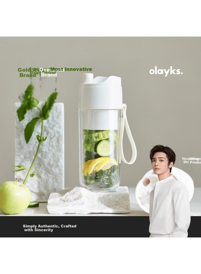 Olayks Instant Double-layer Glass Juicer Cup Hollow Insulated Portable Juicer Multifunctional Small Household Juice Blender Fresh Fruit And Vegetable Juicer With Ice Crushing Travel Cup - Image 1