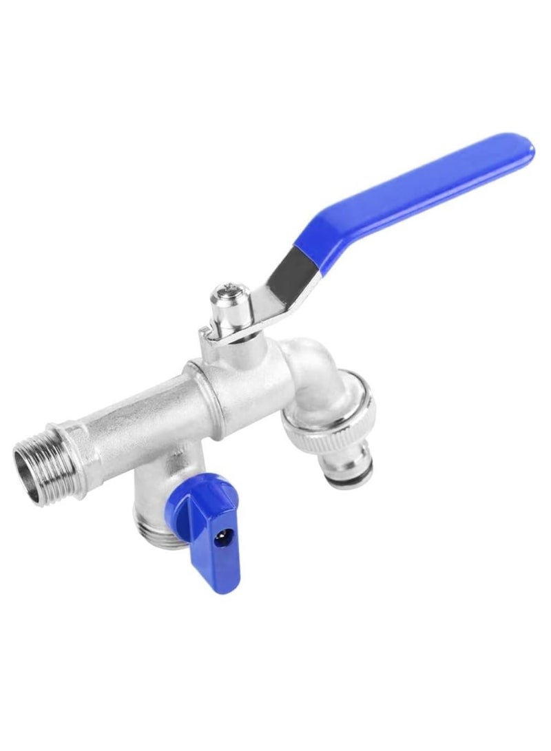 RACO RACO Sundex Dual Valve ½” Garden Tap Valve, Bib Faucet Water Ball Valve Outdoor Water Tap with Long Lever Handle and Quick Connect Barb  - Image 1