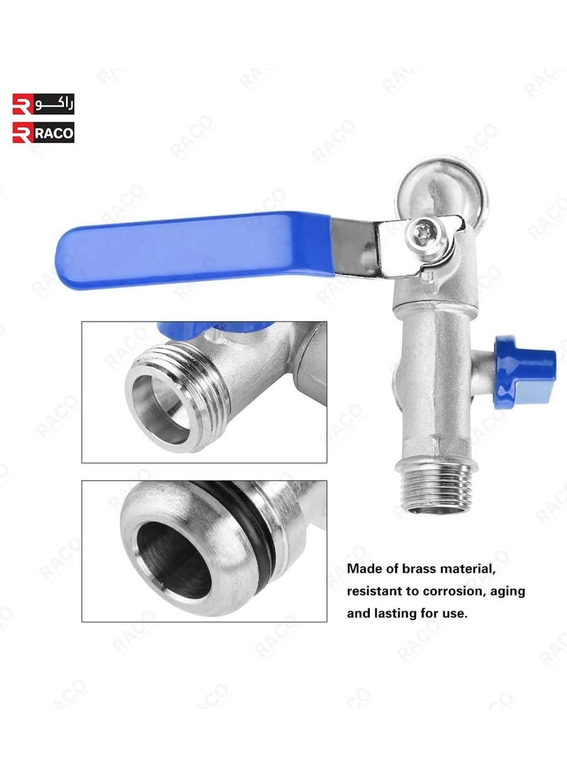 RACO RACO Sundex Dual Valve ½” Garden Tap Valve, Bib Faucet Water Ball Valve Outdoor Water Tap with Long Lever Handle and Quick Connect Barb  - Image 3