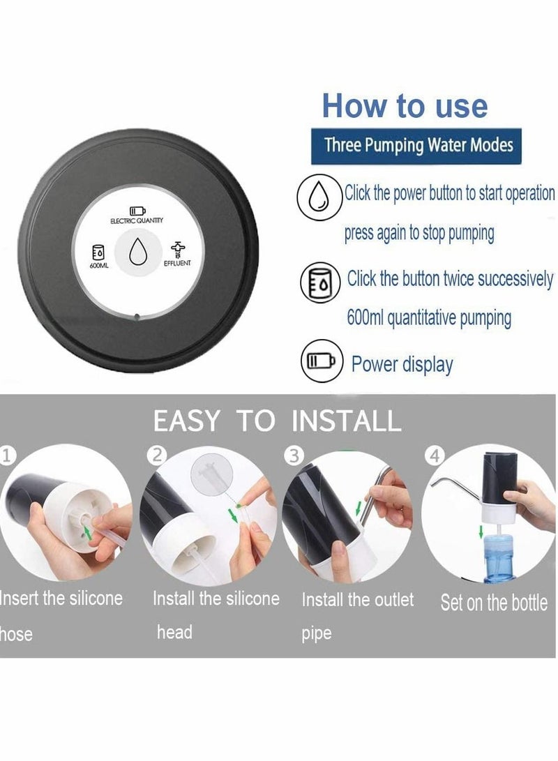 KASTWAVE Water Bottle Pump Electric 5 Gallon Water Bottle Dispenser Automatic Portable Water Dispenser Pump Fit 5Gallon Universal Bottle USB Charging Drinking Water Pump for Home Office Travel - Image 3