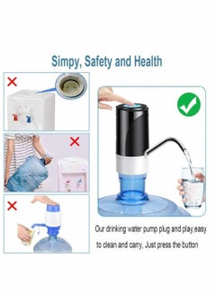 KASTWAVE Water Bottle Pump Electric 5 Gallon Water Bottle Dispenser Automatic Portable Water Dispenser Pump Fit 5Gallon Universal Bottle USB Charging Drinking Water Pump for Home Office Travel  - Image 4