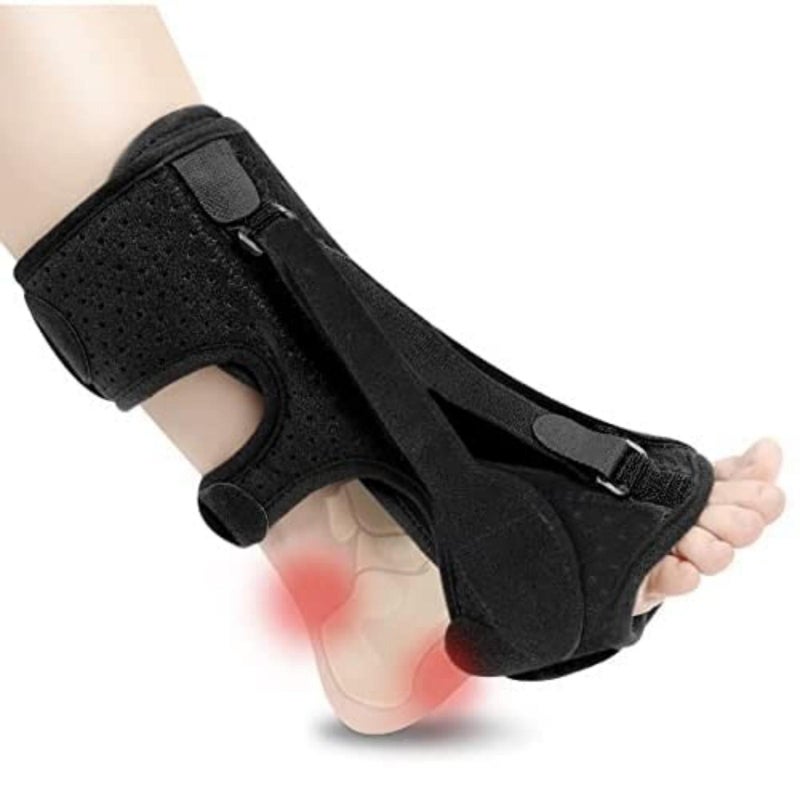 Plantar Fasciitis Relief Brace: Black 3 Adjustable Straps Design - Breathable Soft Foam Padding Lining Night Splint for Plantar Fasciitis Sufferers, Sleep & Rest Use - Image 1