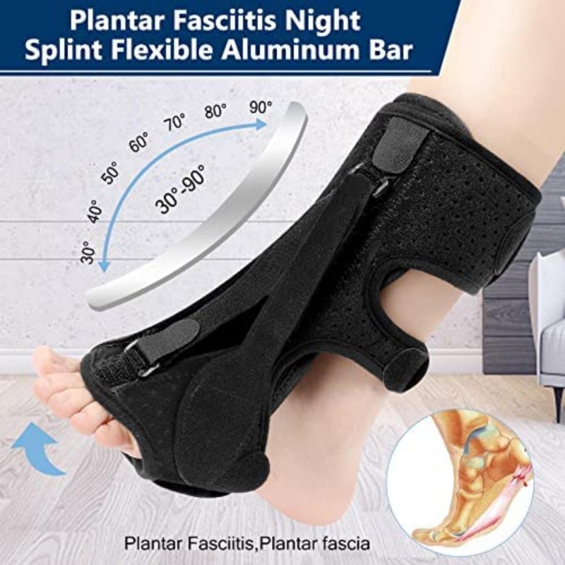 Plantar Fasciitis Relief Brace: Black 3 Adjustable Straps Design - Breathable Soft Foam Padding Lining Night Splint for Plantar Fasciitis Sufferers, Sleep & Rest Use - Image 5