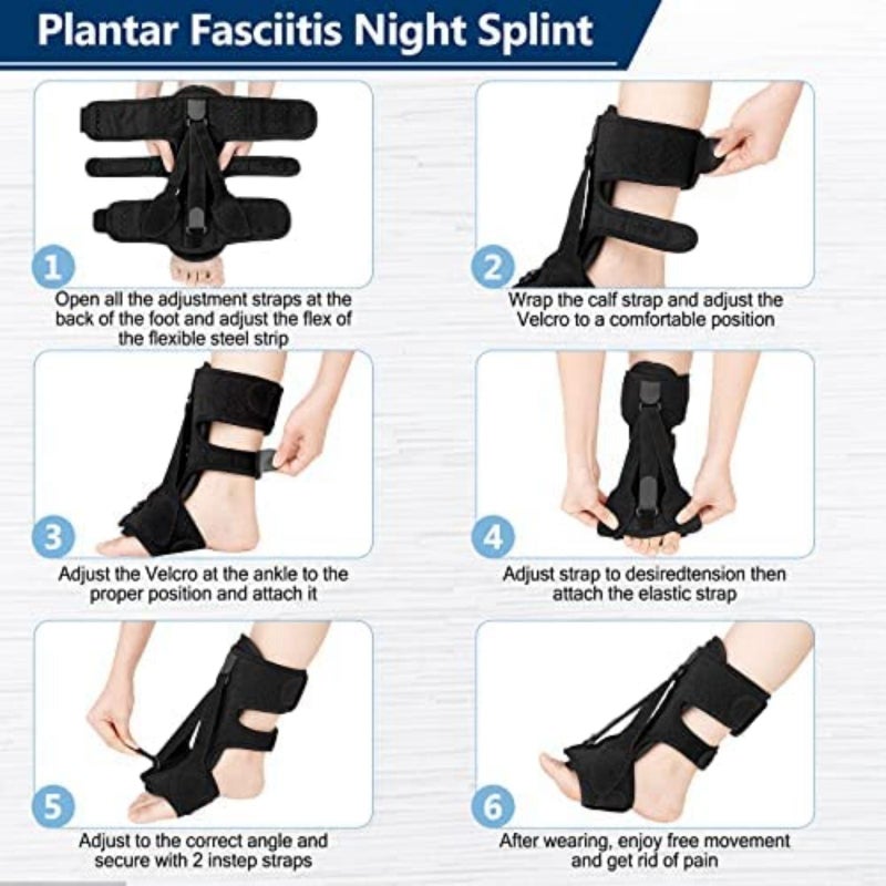 Plantar Fasciitis Relief Brace: Black 3 Adjustable Straps Design - Breathable Soft Foam Padding Lining Night Splint for Plantar Fasciitis Sufferers, Sleep & Rest Use - Image 4