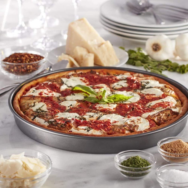BAKEFY BAKEFY � Non-Stick Carbon Steel Round Cake Pizza Baking Tray Oven Pan Plate (Black, 23 cm and 26 cm) - Image 2