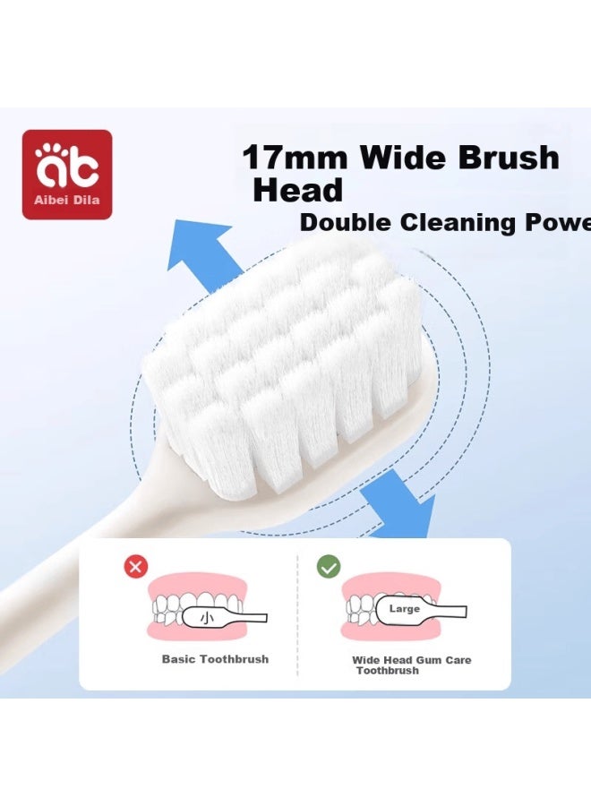 Aibedila Adult Toothbrush, Soft Bristles, Wide Head, Family Pack, Ultra-fine And Ultra-soft, Couple's Style, 4-pack - Image 3