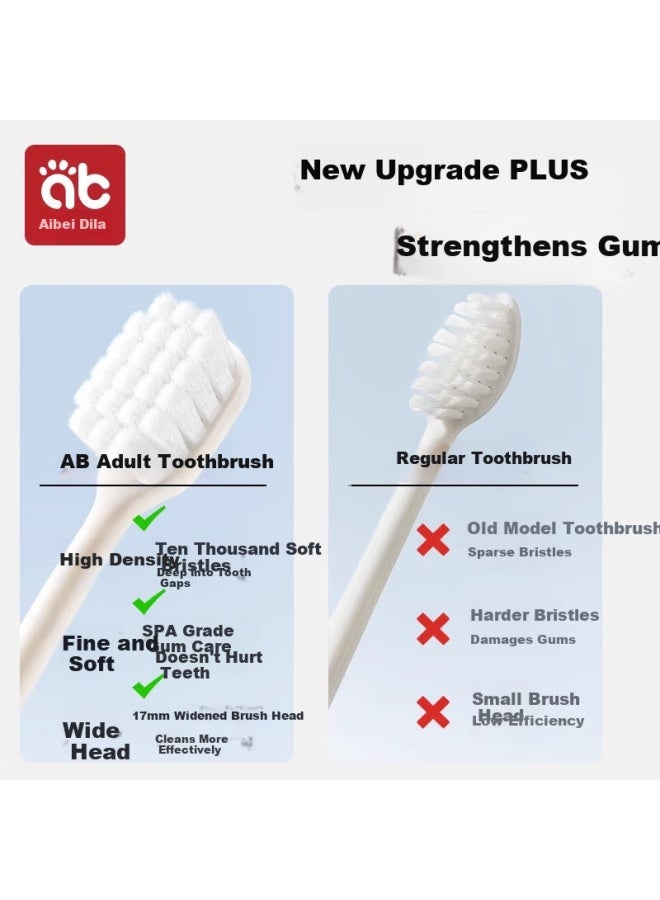 Aibedila Adult Toothbrush, Soft Bristles, Wide Head, Family Pack, Ultra-fine And Ultra-soft, Couple's Style, 4-pack - Image 2
