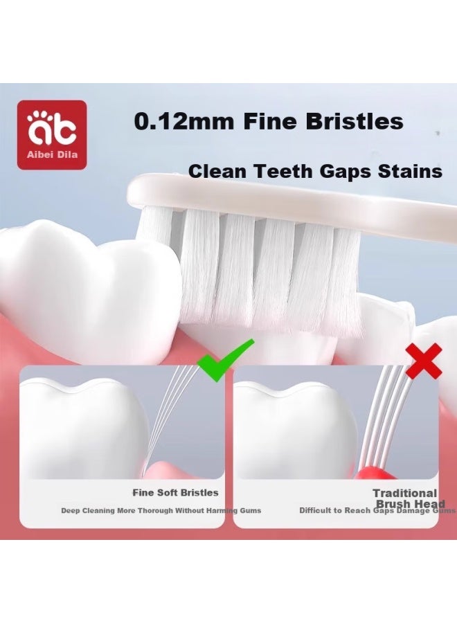 Aibedila Adult Toothbrush, Soft Bristles, Wide Head, Family Pack, Ultra-fine And Ultra-soft, Couple's Style, 4-pack - Image 4