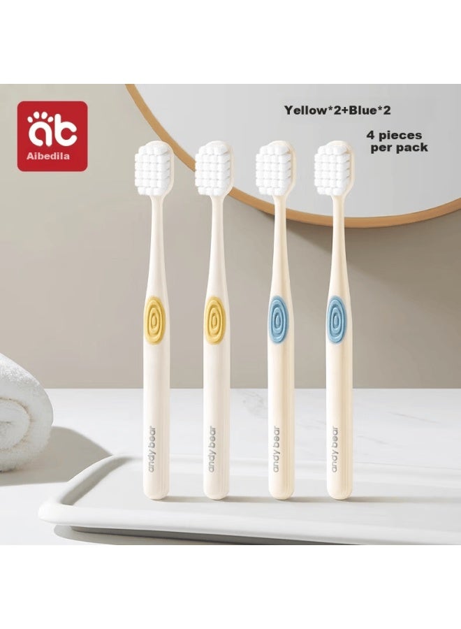 Aibedila Adult Toothbrush, Soft Bristles, Wide Head, Family Pack, Ultra-fine And Ultra-soft, Couple's Style, 4-pack - Image 1