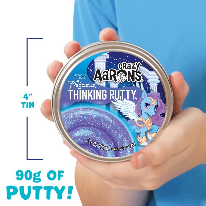 Crazy Aaron's Thinking PuttyÂ® - Pegasus - Glow in The Dark Sensory Putty for Kids and Grown ups in a 4" Tin - Creative and Endless Fun, Stress Relief Therapy Toys, Never Dries Out - Made in USA - Image 4