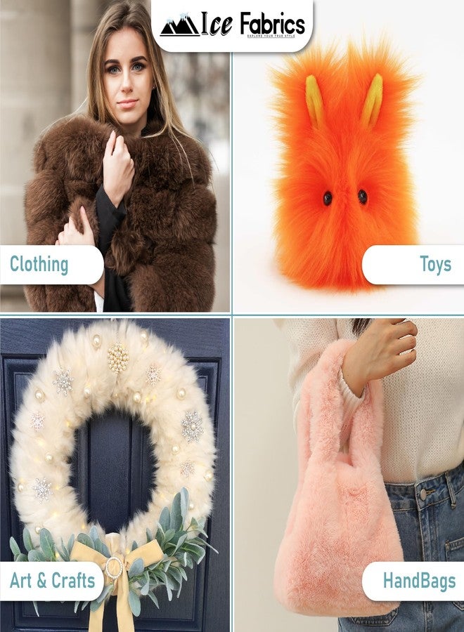 Ice Fabrics نصف ياردة من الفرو الصناعي (18 بوصة × 60 بوصة) من قماش الموهير الطويل من آيس فابريكس - بيج - Image 3