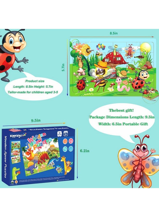 Blppldyci Wooden Jigsaw Puzzles For Kids Ages 3-5 Year Old 30 Piece Colorful Wooden Puzzles For Toddler Children Learning Educational Puzzles Toys For Boys And Girls Set For Kids 3 4 5 6 Year Old (6 Puzzles) - Image 5