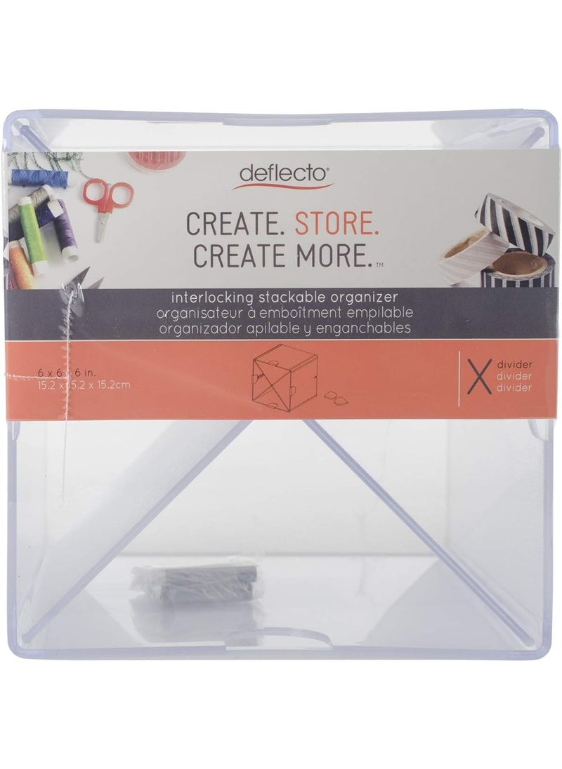 Deflecto Deflecto Stackable Cube Organizers Cross Divider Desk and Craft Organizer Clear Removable Dividers 6W x 6H x 6D 350201CR  - Image 1