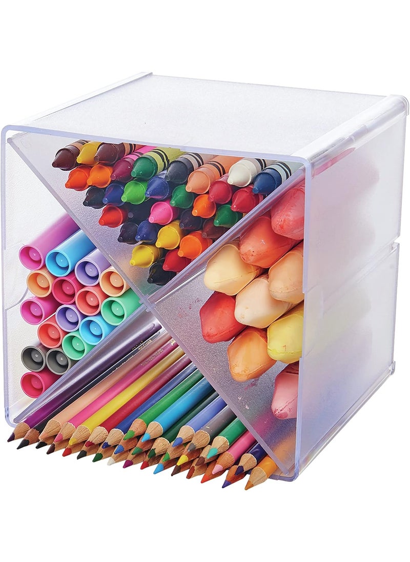 Deflecto Deflecto Stackable Cube Organizers Cross Divider Desk and Craft Organizer Clear Removable Dividers 6W x 6H x 6D 350201CR  - Image 5