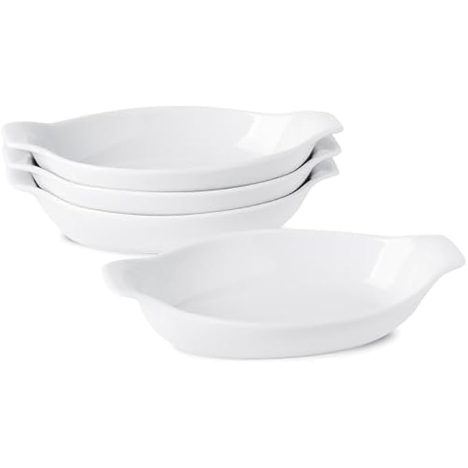 rayihni Oval Au Gratin Baking Dishes 118Oz Porcelain Mini Casserole Dish Small Individual Gratin Dishes Single Serving Baking Dishes Banana Split Bowls  4Pc Set  9 X 46 Inch - Image 1