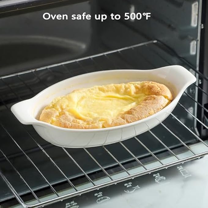 rayihni Oval Au Gratin Baking Dishes 118Oz Porcelain Mini Casserole Dish Small Individual Gratin Dishes Single Serving Baking Dishes Banana Split Bowls  4Pc Set  9 X 46 Inch - Image 4