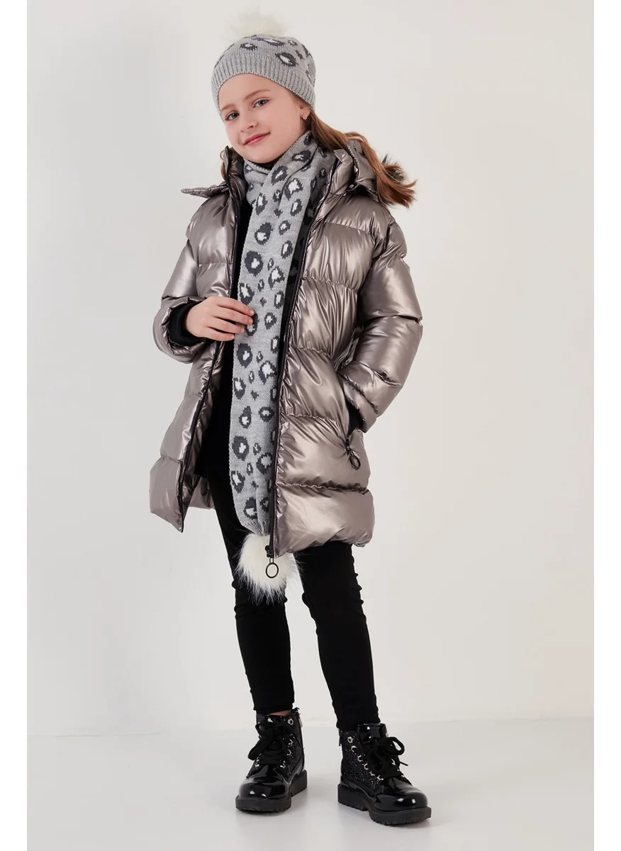 Lela Plush Lined Faux Fur Collar Removable Hooded Winter Coat Girls' Coat 5761908