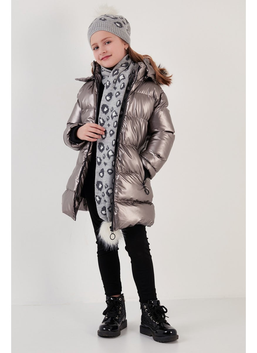 Lela Plush Lined Faux Fur Collar Removable Hooded Winter Coat Girls' Coat 5761908  - Image 1