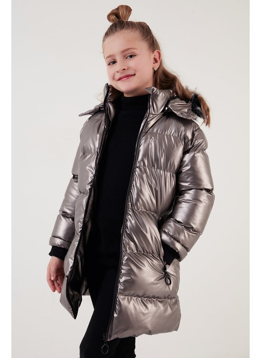 Lela Plush Lined Faux Fur Collar Removable Hooded Winter Coat Girls' Coat 5761908  - Image 3