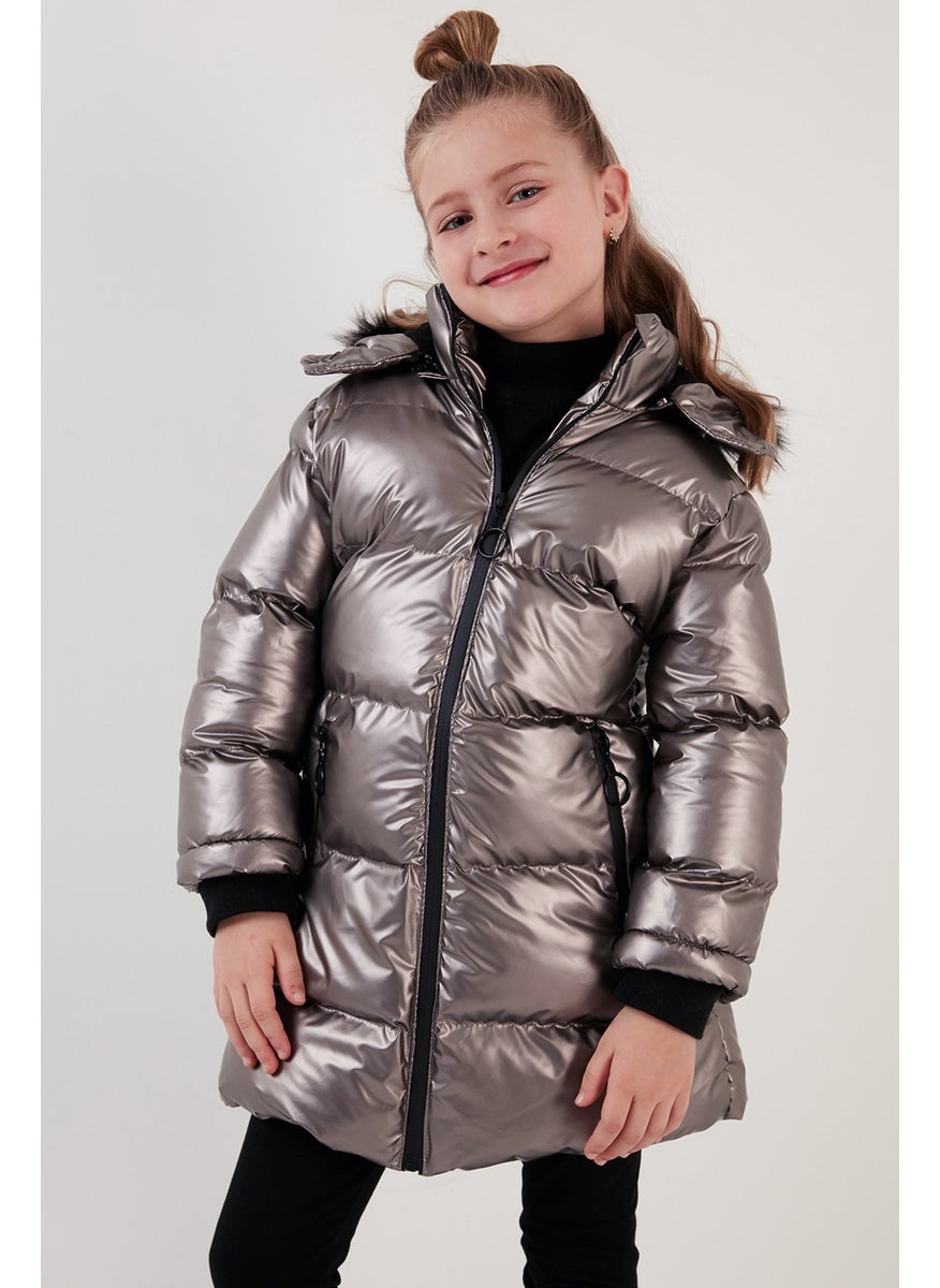 Lela Plush Lined Faux Fur Collar Removable Hooded Winter Coat Girls' Coat 5761908  - Image 2