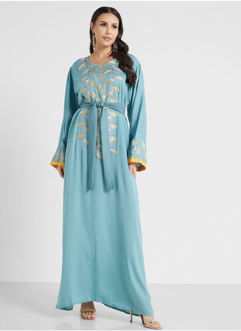 hayas closet - Embroidered Belted Jalabiya - Image 1