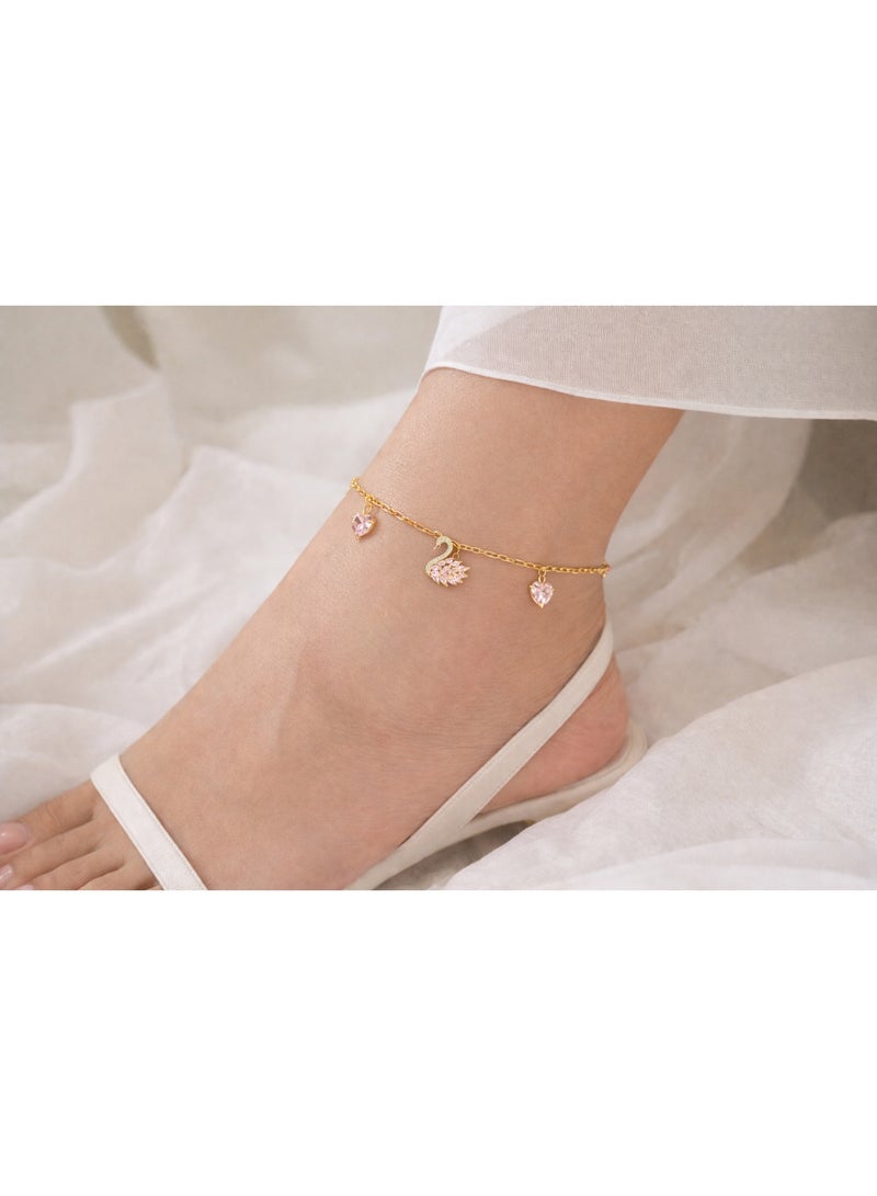 Miracle Empire Women's Gold Plated Stainless Steel Heart Anklet Crystal Adjustable Foot Chain Elegant Fashion Jewelry for Women and Girls - Image 2