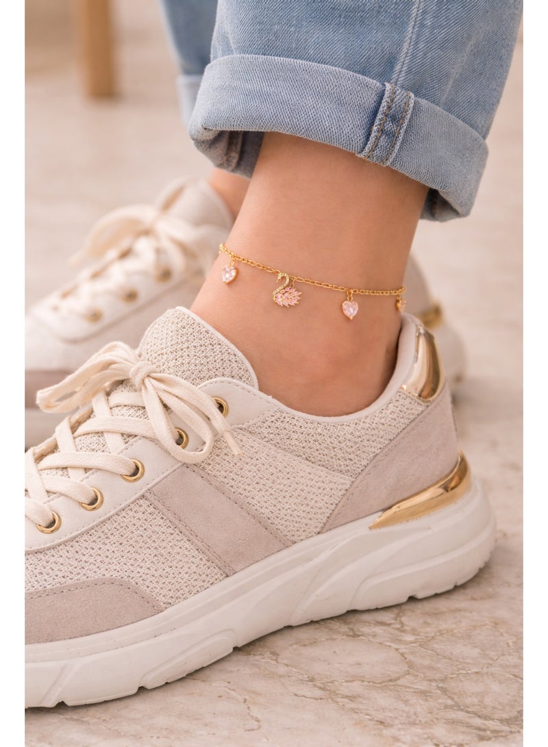 Miracle Empire Women's Gold Plated Stainless Steel Heart Anklet Crystal Adjustable Foot Chain Elegant Fashion Jewelry for Women and Girls - Image 4