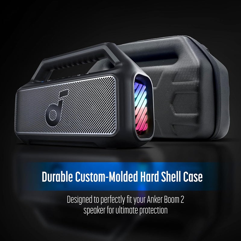 إنكاسد حقيبة حمل لمكبر الصوت الخارجي Anker Soundcore Boom 2، غطاء حماية صلب من EVA مع مقبض وحزام كتف (أسود) - Image 2