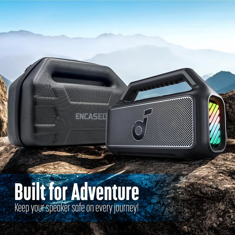 إنكاسد حقيبة حمل لمكبر الصوت الخارجي Anker Soundcore Boom 2، غطاء حماية صلب من EVA مع مقبض وحزام كتف (أسود) - Image 4