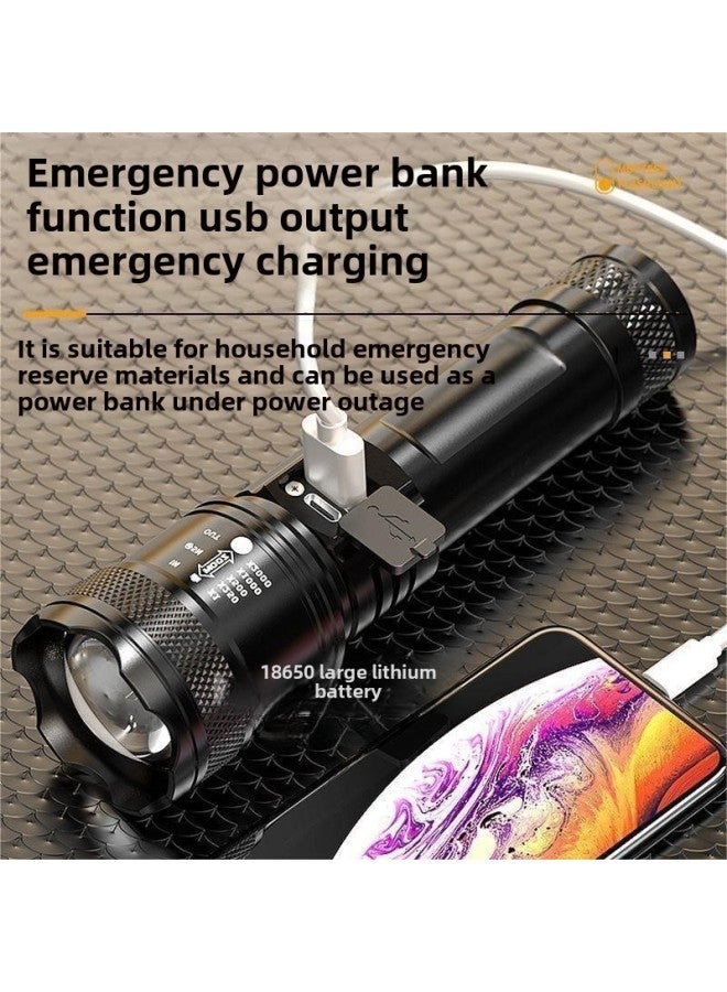 Outdoor Strong Light Flashlight Multi-function Telescopic Zoom Lighting P50 Wick Strong Light Flashlight High Power-Product Specifications:P50 ￥telescopic Zoom  - Image 3