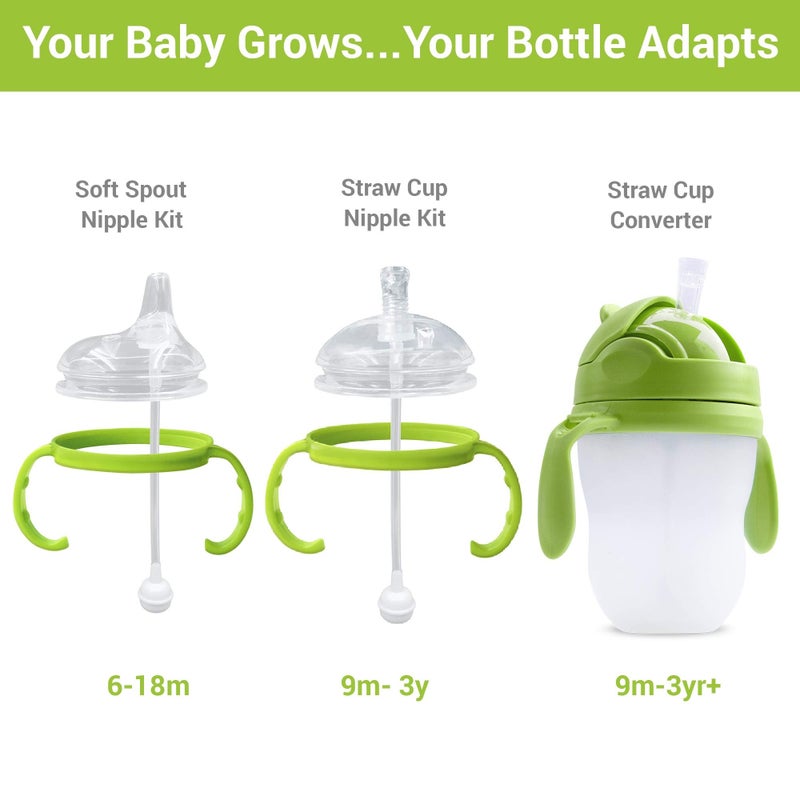 Anpei Sippy Cup Soft Spout Transitional Nipple Kit Bundle Compatible with Comotomo Baby Bottles, 5 oz and 8 oz | Value Bundle 2 Kits + Brushes (Green) - Image 4