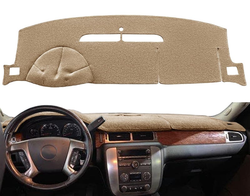 Dashboard Cover Dash Mat Carpet Fit for 20072014 Chevy Chevrolet Tahoe Suburban200713 Chevy Avalanche Silverado 1500 2500 3500 LTZ 200713 GMC Sierra SLT Denali200714 GMC Yukon XL Beige Y24