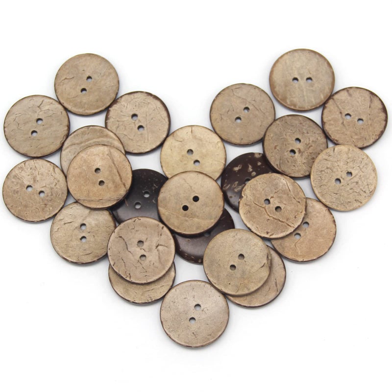 USOSOU USOSOU 100pcs 25mm0984inch Brown Natural Coconut Shell Buttons 2 Holes EcoFriendly Wooden Buttons for Sewing Children Handmade Scrapbooking Baby Clothes DIY Crafts 